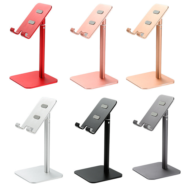 Black Adjustable Aluminum Alloy Phone and Tablet Stand - Telescopic Desktop Holder for Live Streaming and Hands-Free Use