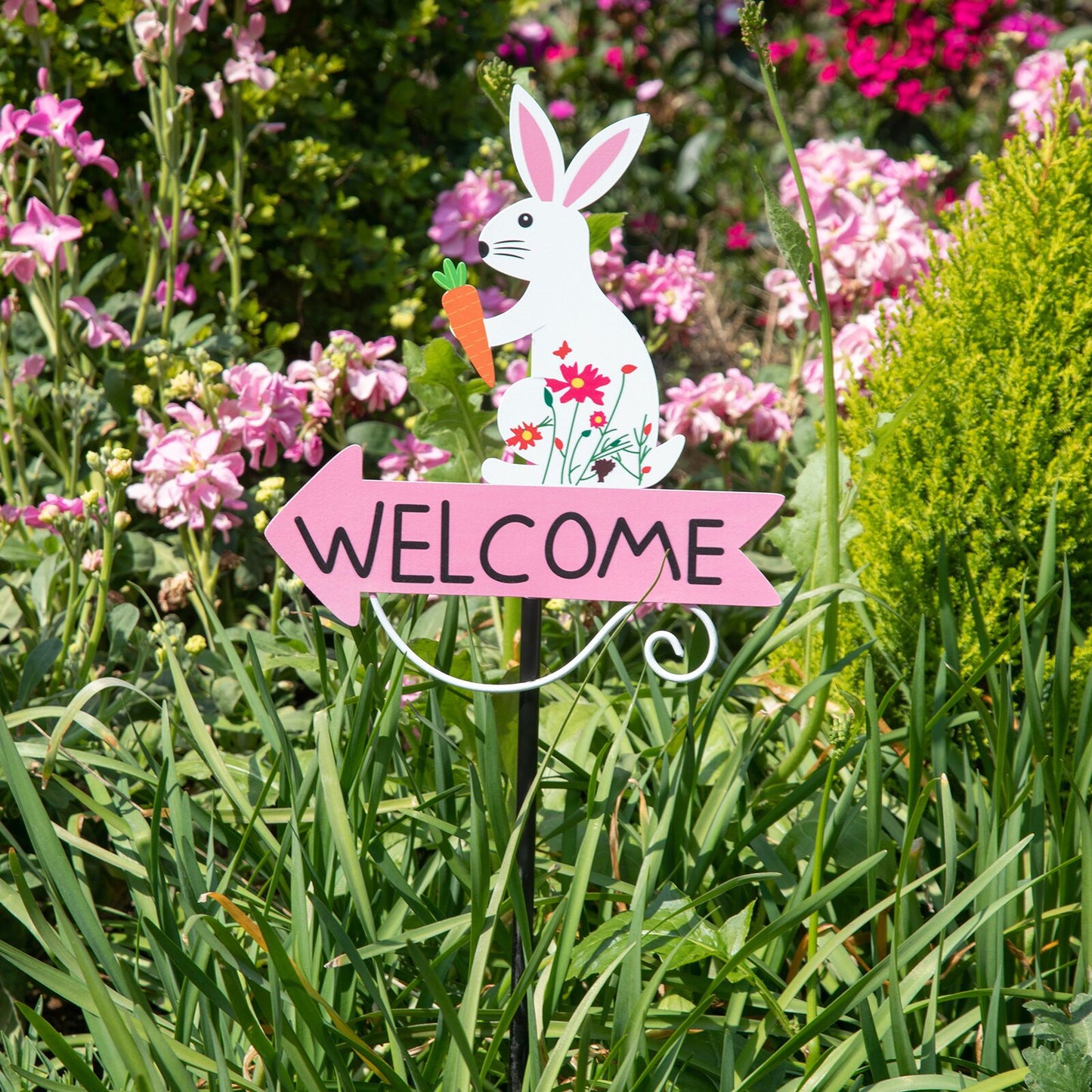Grey Goat Pattern Charming Metal Garden Stakes | Welcome Yard & Lawn Decor