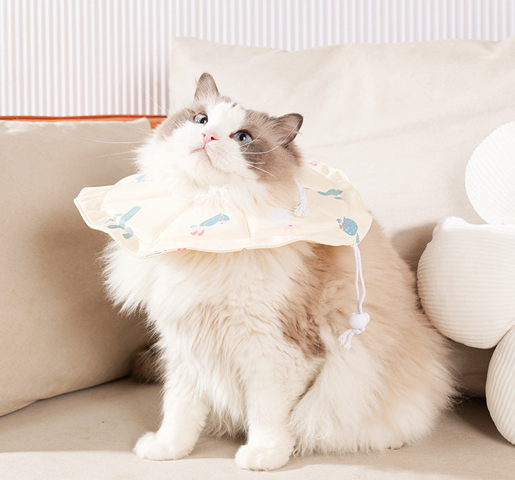 2 Pcs Size L Beige Comfortable Pet Recovery Collar | Waterproof Anti-Lick Collar for Cats & Dogs