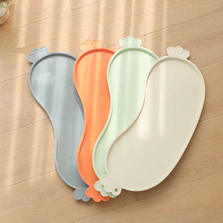 White Non-Slip Pet Feeding Mat - Waterproof Dog & Cat Food Bowl Placemat with Raised Edges