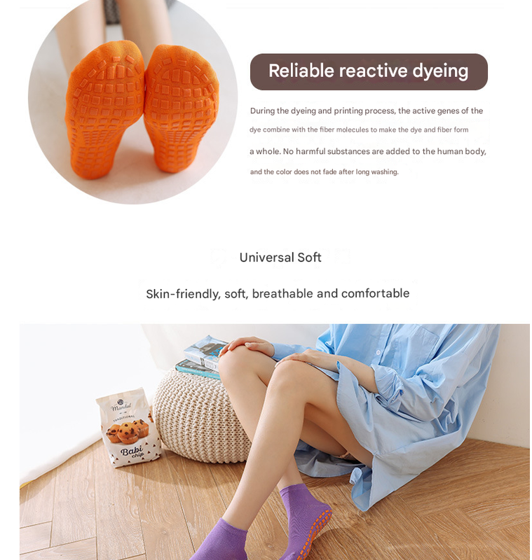 Ten Pairs Of Orange Kids Non-Slip Trampoline Socks for Playground Early Education and Yoga Unisex Anti-Skid Floor Socks for 1-5 Years