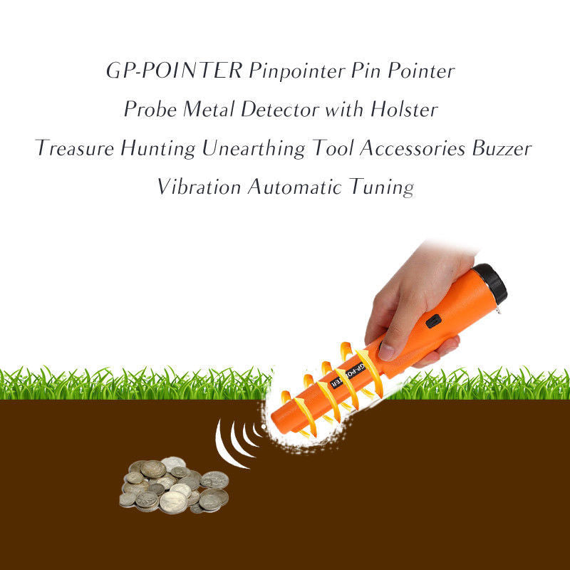 Orange High-Sensitivity Metal Detector Pinpointer - GP Pointer with Vibration and Audio Alert for Treasure Hunting