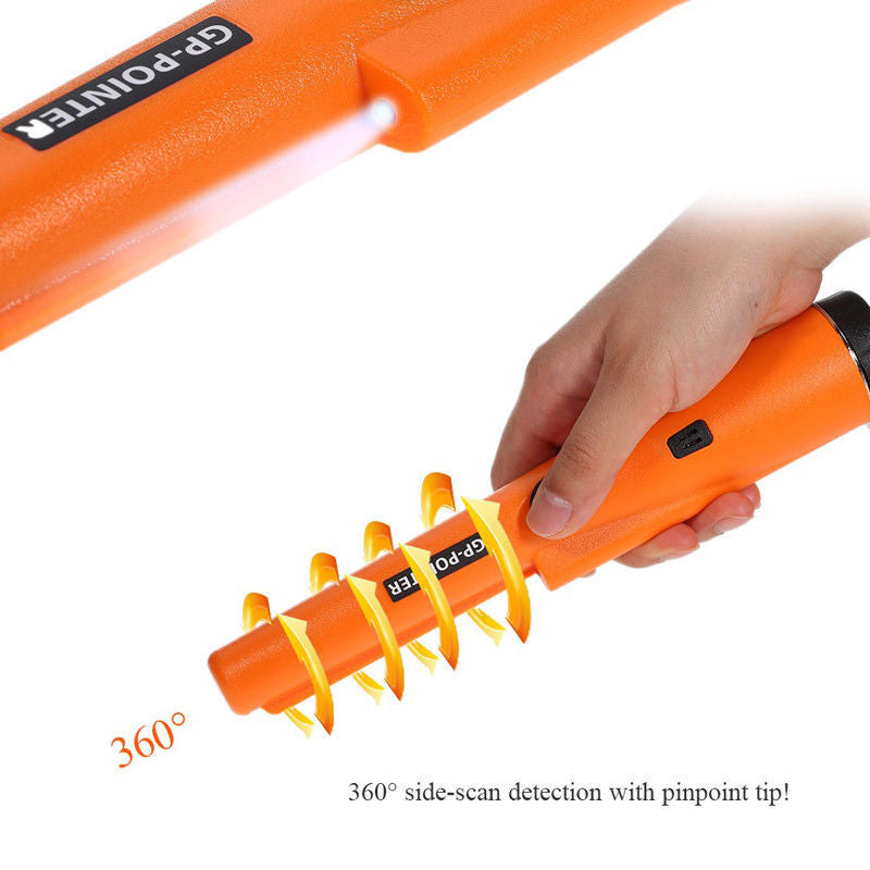 Orange High-Sensitivity Metal Detector Pinpointer - GP Pointer with Vibration and Audio Alert for Treasure Hunting