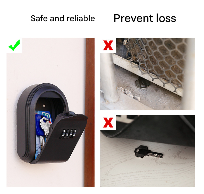 Blue 3PCS Wall Mount Plastic Combination Key Lock Box - Secure Key Safe Storage Box
