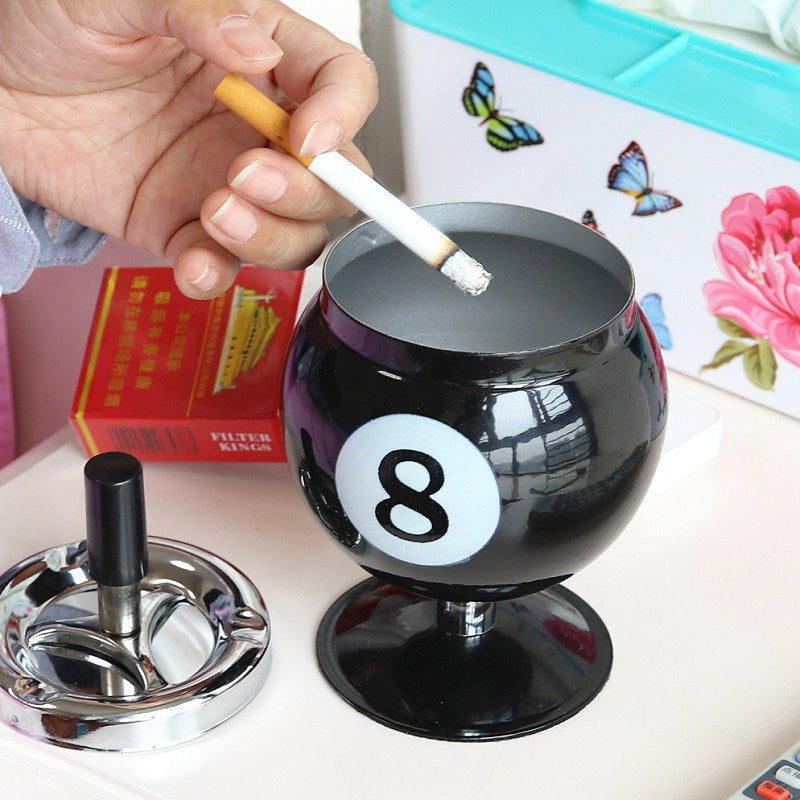Billiard Ball Ashtray,Metal Covered Ash Holder with Anti-Fly Ash Design, Office Desk Decor(Yellow No. 9)