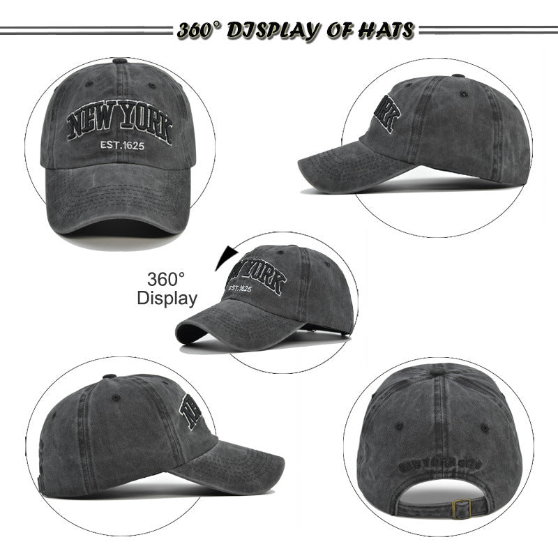 Vintage New York Est. 1625" Washed Cotton Baseball Cap - Adjustable & Unisex(Gray)"