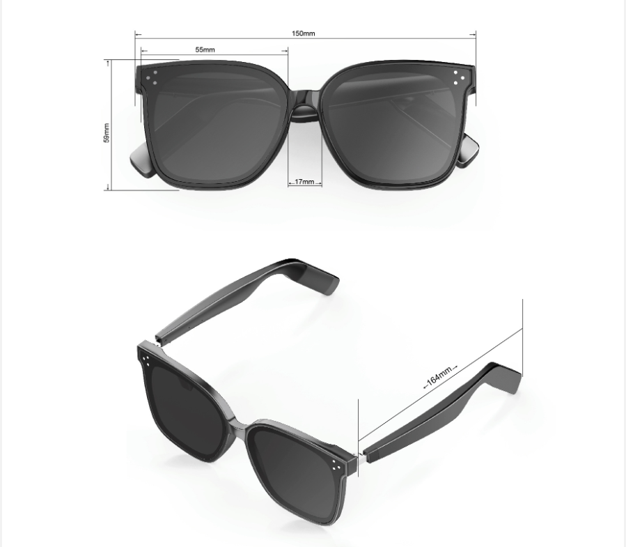 Grey Fashion Bluetooth Music Sunglasses - UV Protection Eyewear with Speakers