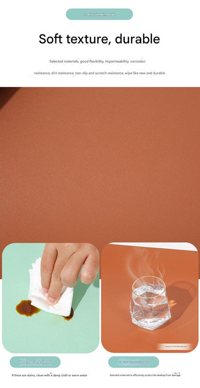 2 PCS Reddish brown/gray Extra-Large Leather Table Mat for Study & Work - Pad for Students & Office Use (60x30cm)