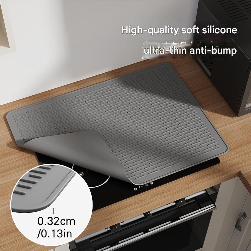 Grey Silicone Countertop Protector and Dish Drying Mat - Dishwasher Safe (71x50cm)