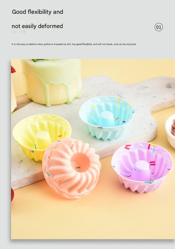 Style 4 Silicone Mini Cake Molds (30 Pack) - For Cupcakes, Desserts (7.5x7.5x2.5cm)
