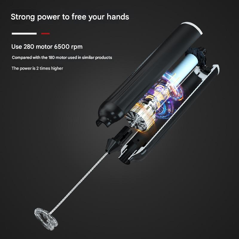 Green USB Rechargeable Milk Frother - 3-Speed Handheld Electric Whisk with Stand