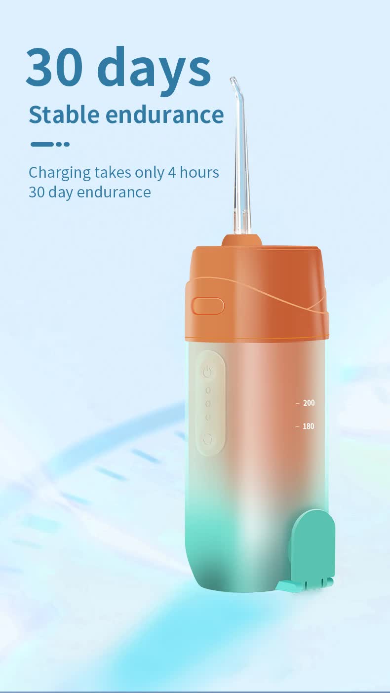 Pink And Blue Smart Telescopic Portable Water Flosser - USB Rechargeable Oral Irrigator, IPX7 Waterproof, 3 Modes & 4 Nozzles