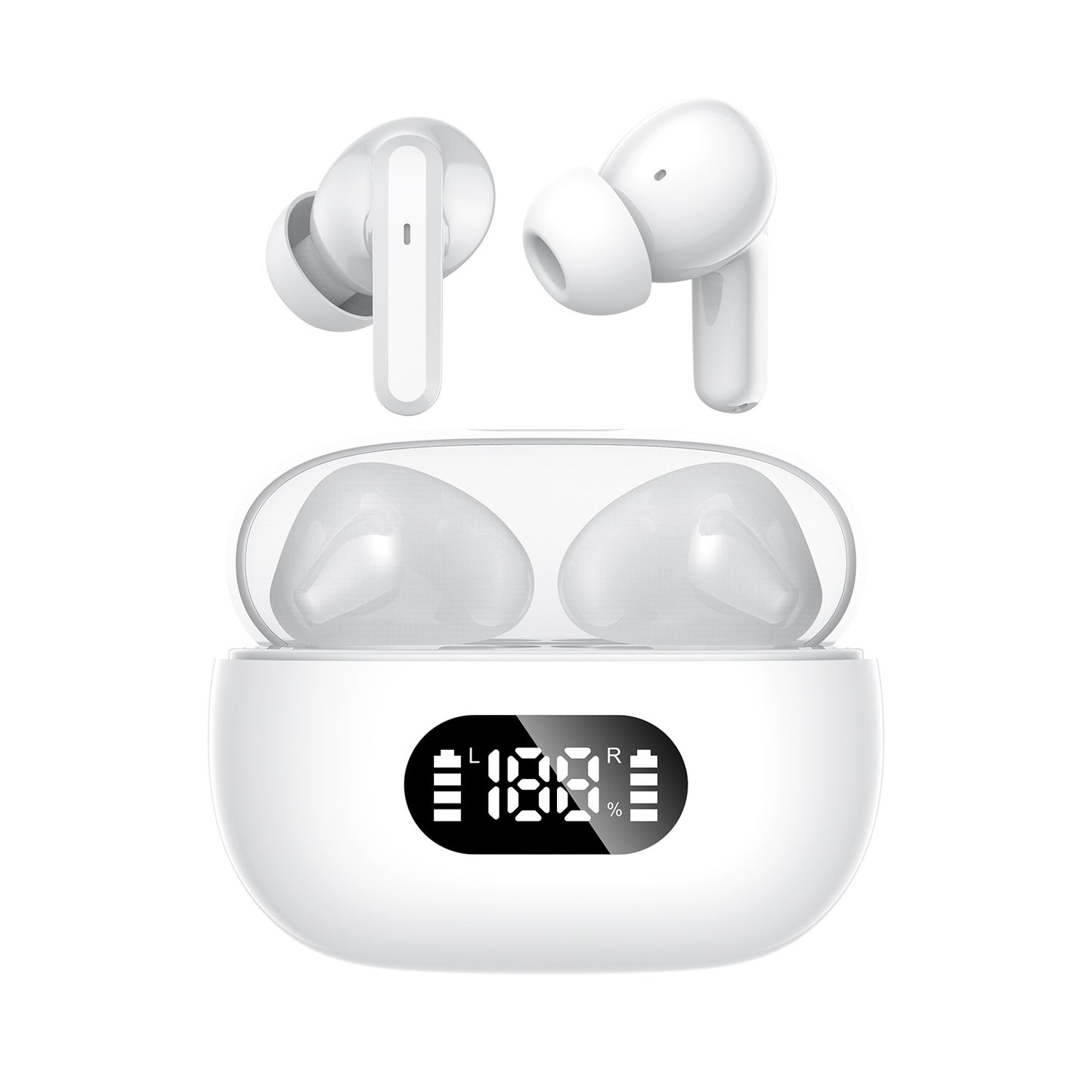 Black ProBeat X5 TWS Earbuds: Bluetooth 5.3, LED Smart Display Case, Intuitive Touch Controls, Extended Playtime