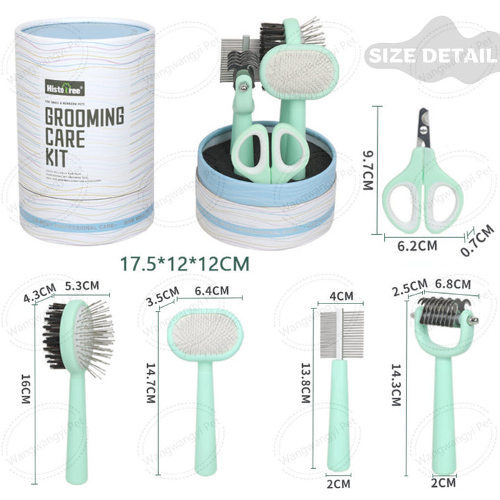 Green And Blue Complete 5-in-1 Pet Grooming Care Kit - Professional Deshedding Brushes, Combs & Nail Clippers Set for Dogs & Cats