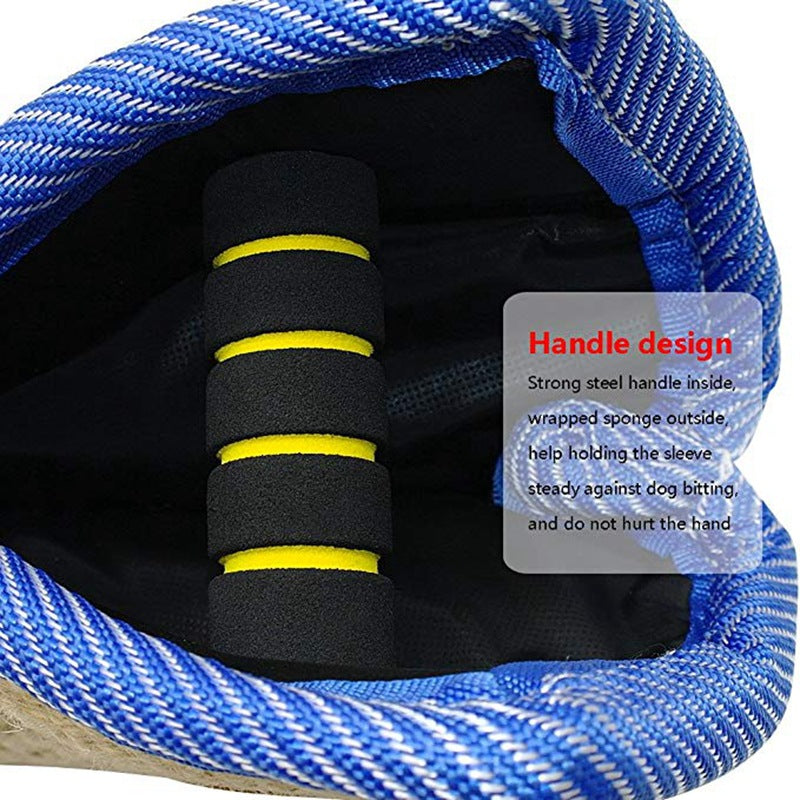 Green and Khaki Heavy Duty Jute Dog Bite Pillow - Professional Training Tug Toy with 3 Handles for Schutzhund, K9, Agility & Bite Work