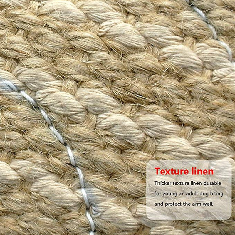 Green and Khaki Heavy Duty Jute Dog Bite Pillow - Professional Training Tug Toy with 3 Handles for Schutzhund, K9, Agility & Bite Work