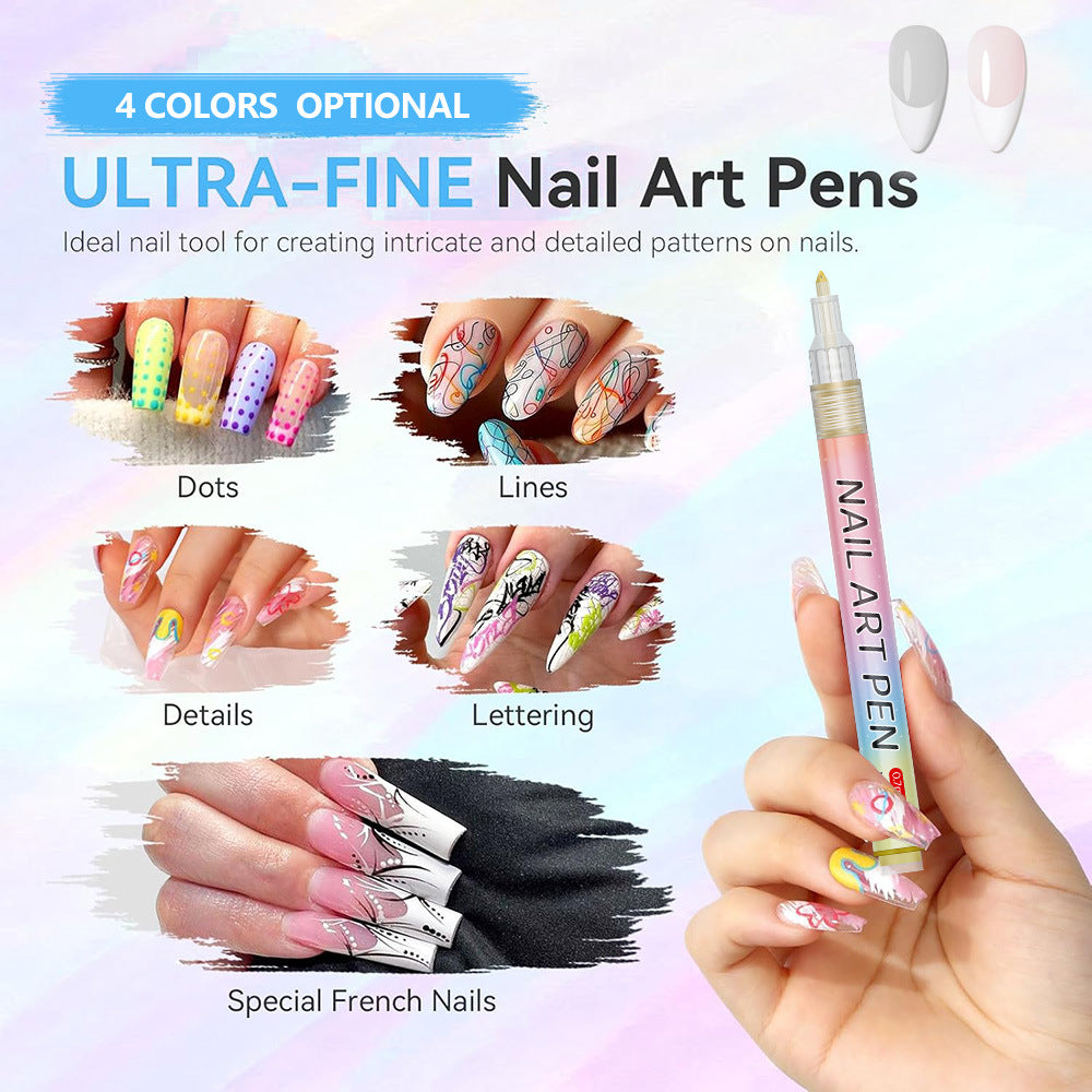 Black 0.7mm Nail Art Doodle Pen 12 Sticks- Single Color Acrylic Marker for Nail Design, No-Bake