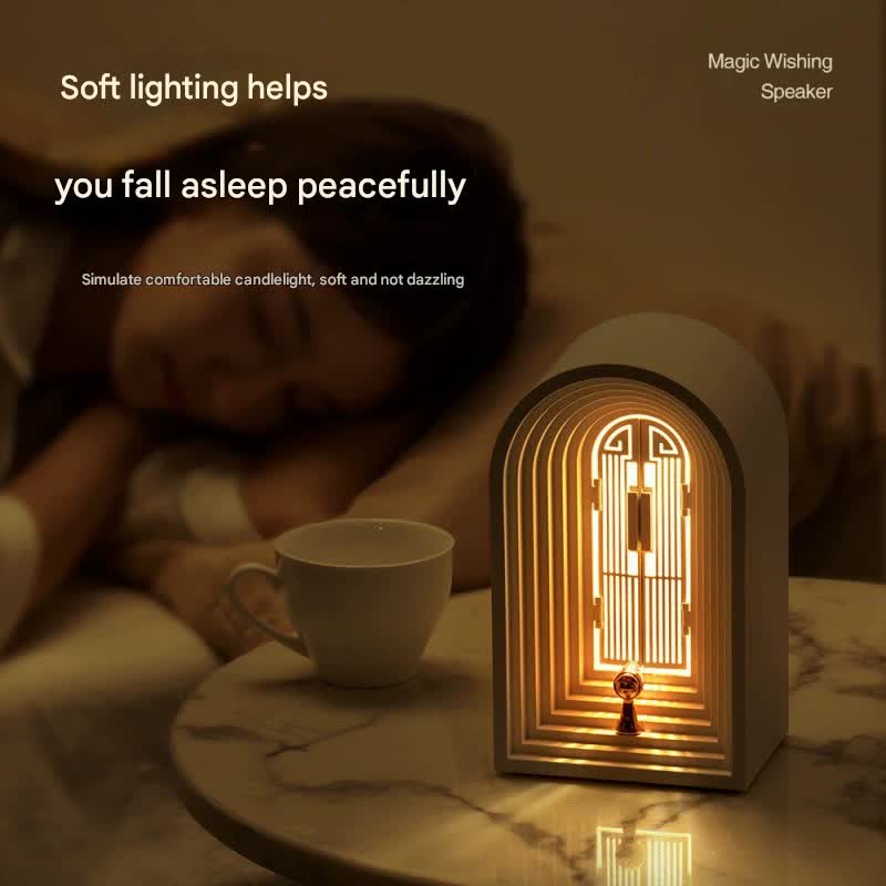 Magic Wishing Door LED Night Light & Bluetooth Speaker - Stepless Dimming, USB-C Rechargeable(pink)