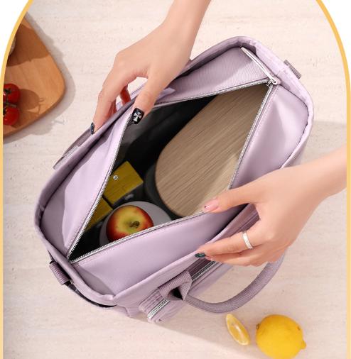 Black Chic Insulated Lunch Tote Bag - 11L Large Capacity Cooler for Work, Picnic & Travel - Durable Oxford Fabric