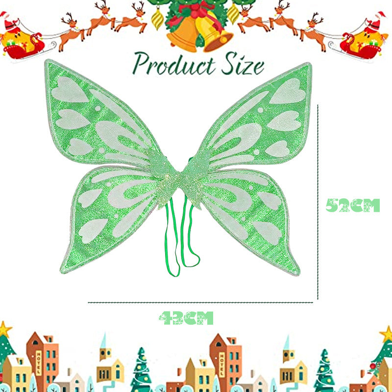 Green Sparkling Fairy Wings - Lightweight Glitter Butterfly Costume Accessory for Kids & Adults
