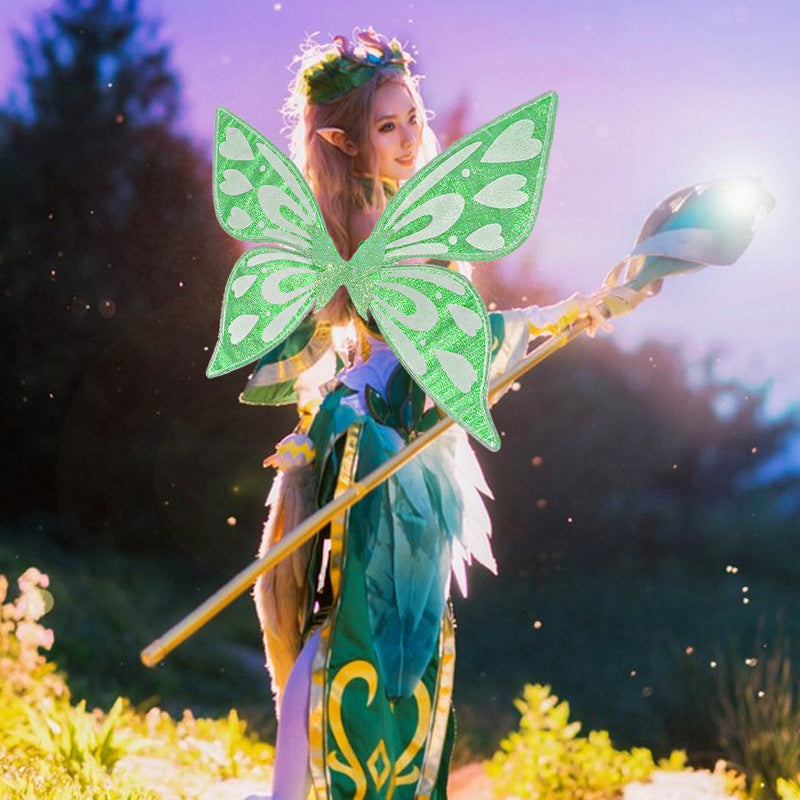 Green Sparkling Fairy Wings - Lightweight Glitter Butterfly Costume Accessory for Kids & Adults