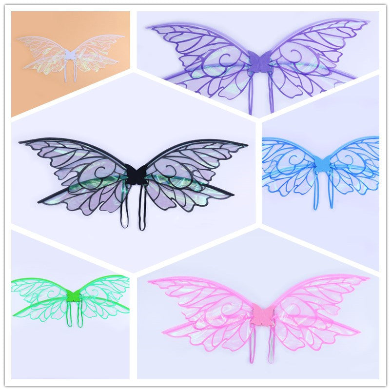 Pink Enchanting Iridescent Fairy Wings - Sparkle Butterfly Elf Wings for Costume Parties, Cosplay & Dress-Up Fun