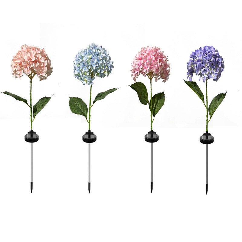 Purple Solar Powered Hydrangea Flower Stake Light - Realistic LED Garden Decor Lamp for Pathway Patio Yard