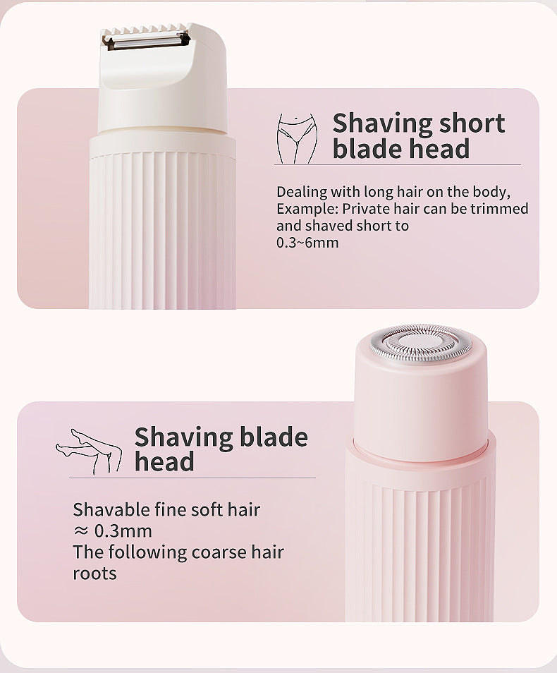 Gradient Pink Portable 2-in-1 Electric Lady Shaver & Bikini Trimmer - Rechargeable Wet & Dry Body Hair Remover