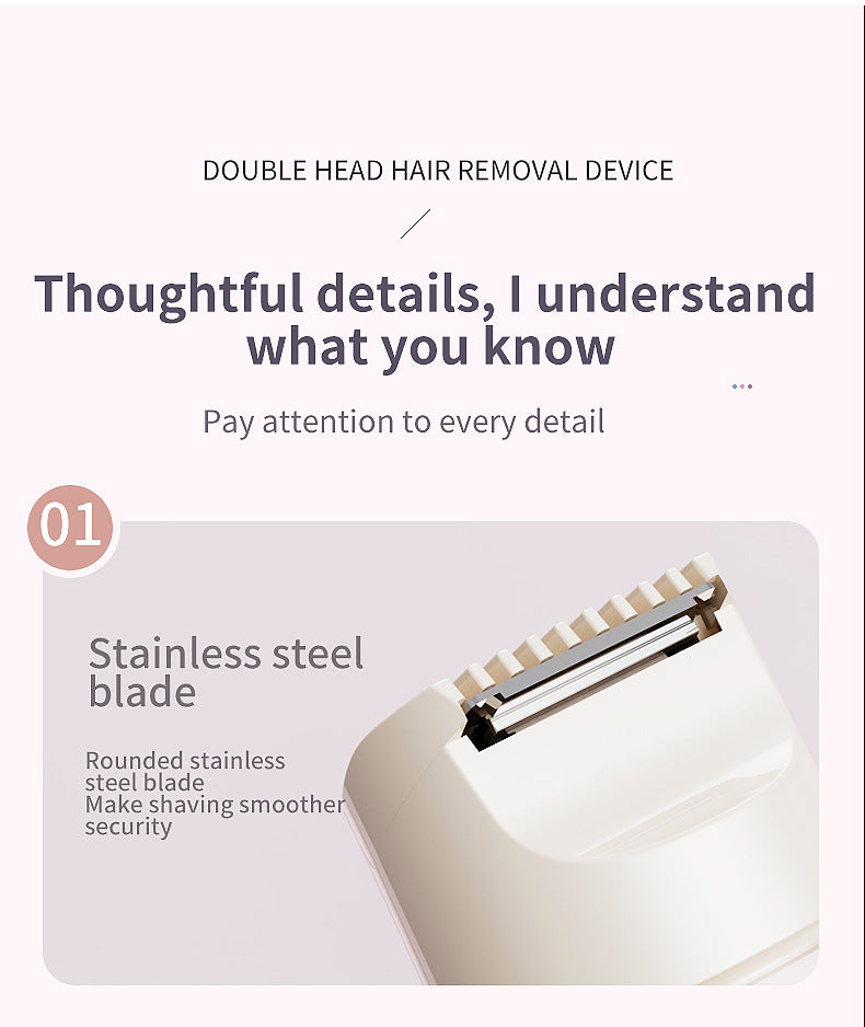 Gradient Pink Portable 2-in-1 Electric Lady Shaver & Bikini Trimmer - Rechargeable Wet & Dry Body Hair Remover