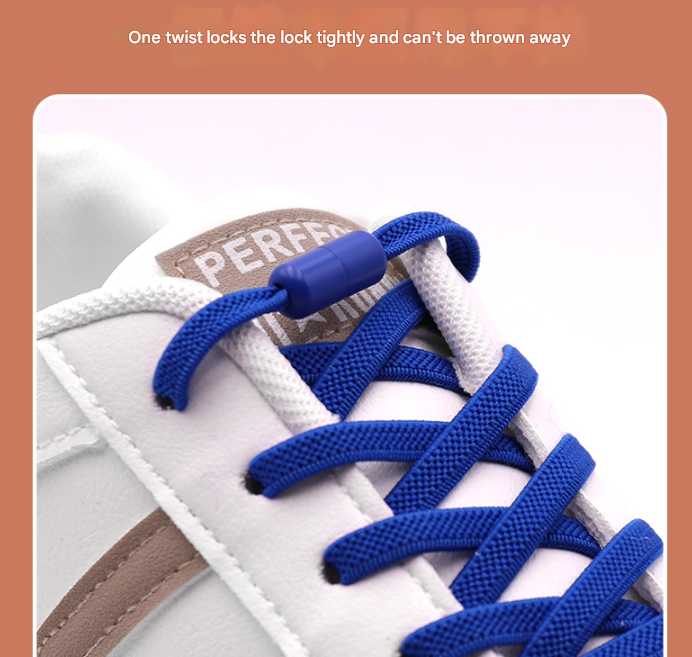 White No-Tie Elastic Shoelaces with Quick Lock System - Flat Tieless Laces for Kids and Adults