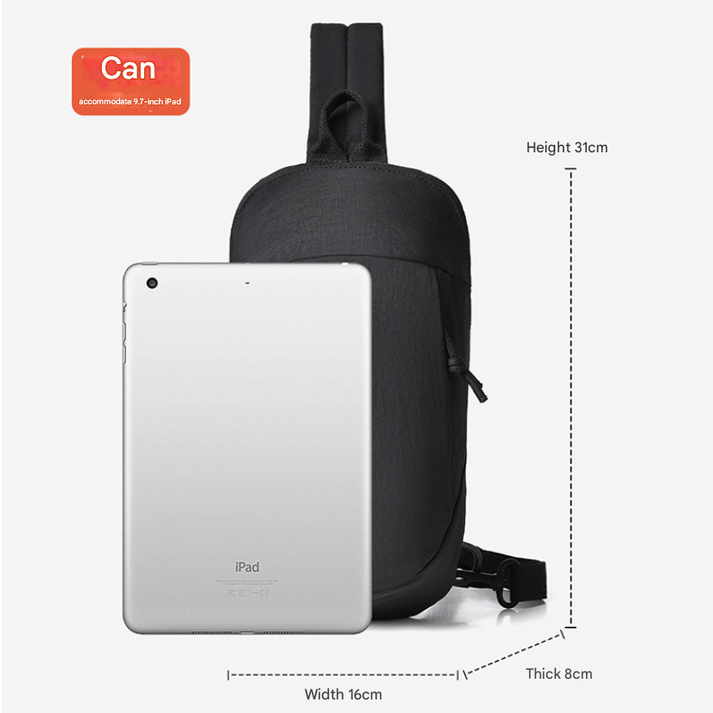 Pink Minimalist Anti-Theft Sling Bag for Men & Women - Water-Resistant Crossbody Chest Pack, Fits 9.7-inch Tablet