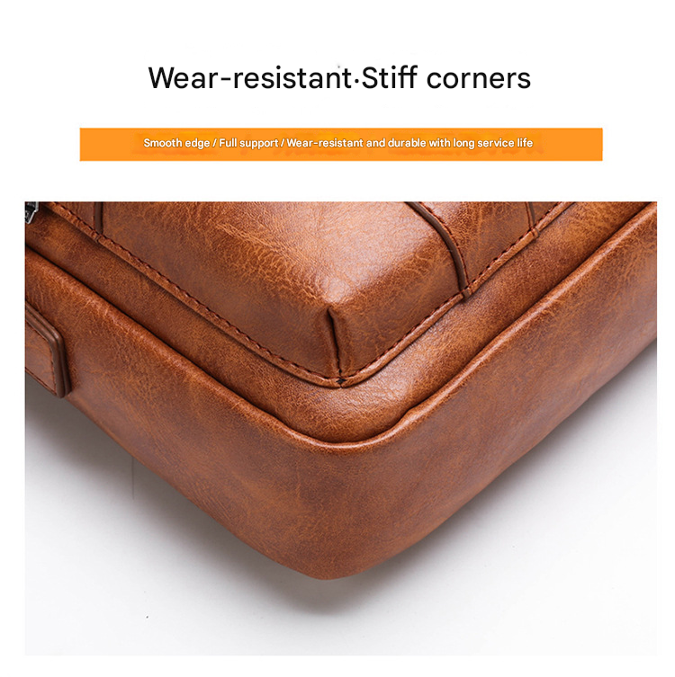 Black Men's Vintage Crossbody Bag - PU Leather Business Casual Shoulder Messenger Bag for iPad