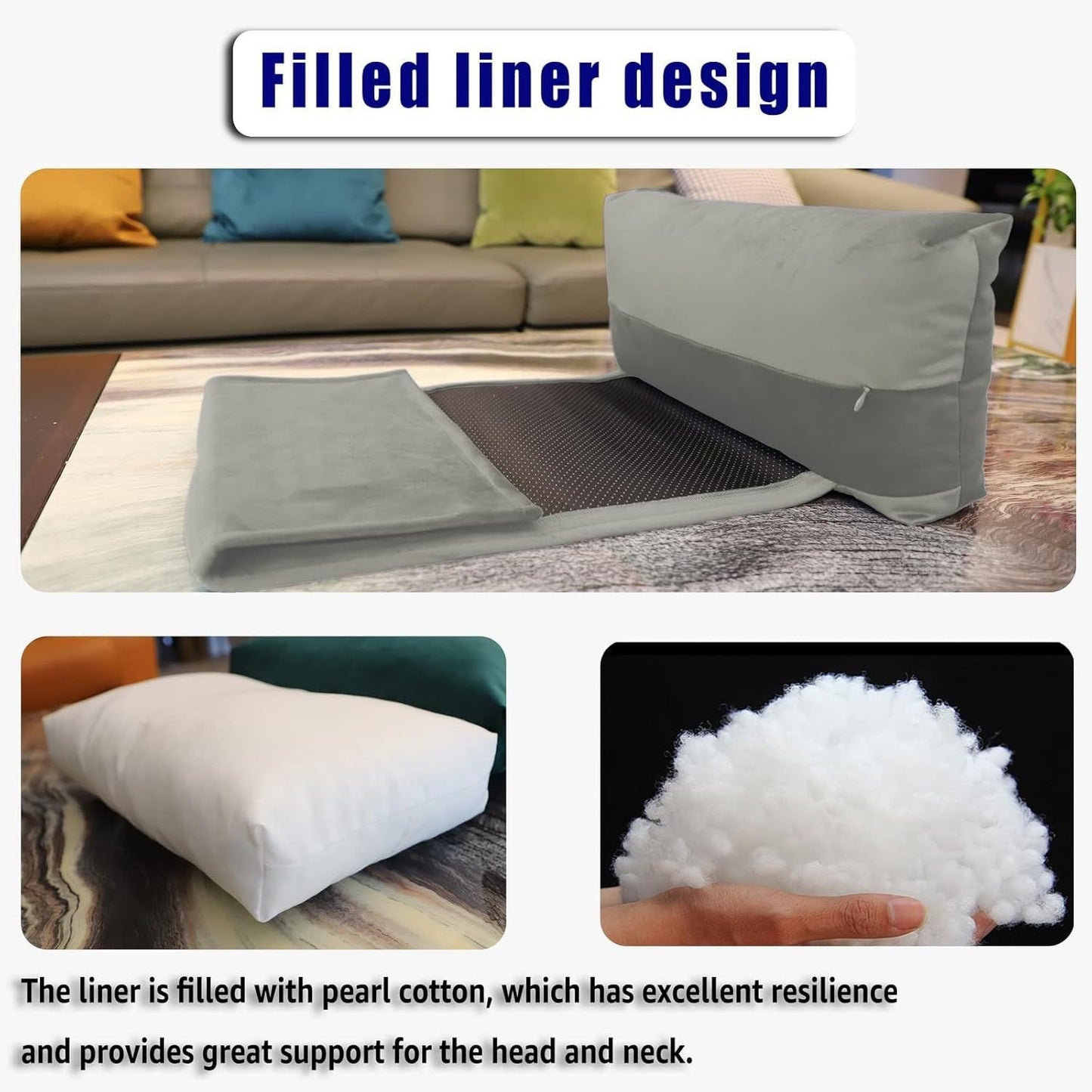 Grey New Fashion Velvet Recliner Headrest with Anti-Slip Base - Adjustable Neck Support Car Pillow