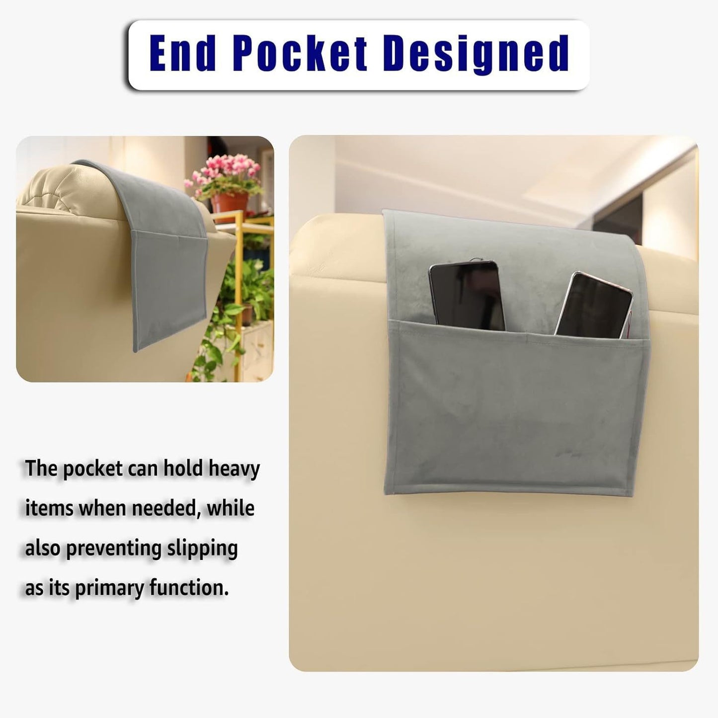 Grey New Fashion Velvet Recliner Headrest with Anti-Slip Base - Adjustable Neck Support Car Pillow