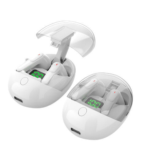 WS Bluetooth 5.3 Earbuds with Pop-Up Lid Case & LED Display - Touch Control, Single/Dual Ear Use(white)
