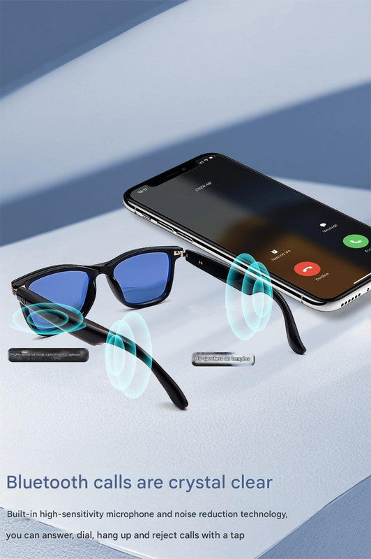 Smart Audio Glasses with Magnetic Interchangeable Lenses - Bluetooth Calls, Music, Voice Assistant & Remote Camera(Grey lenses)