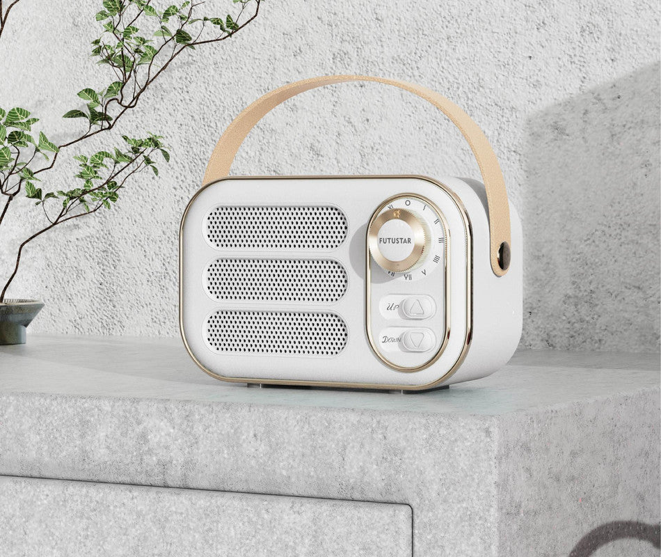 Portable Retro Bluetooth 5.0 Speaker - HIFI Sound, Multi-Function with TF Card, USB & AUX Input(White)