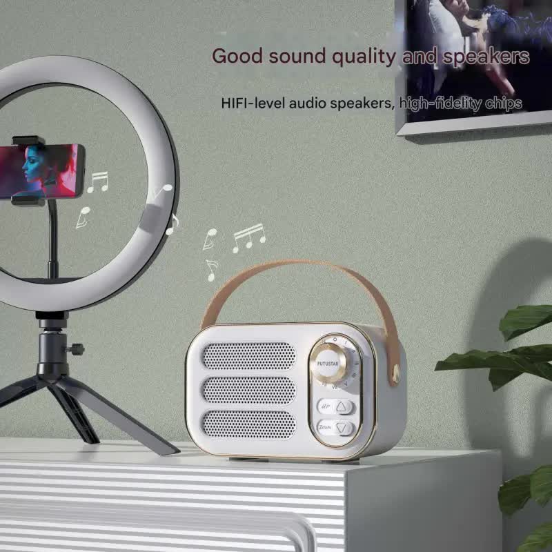 Portable Retro Bluetooth 5.0 Speaker - HIFI Sound, Multi-Function with TF Card, USB & AUX Input(White)