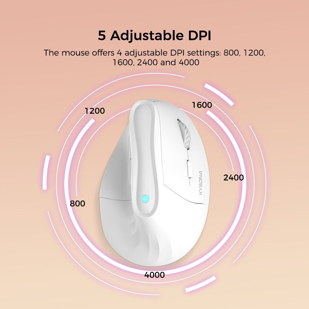 Ergonomic Vertical Mouse - Multi-Device Bluetooth5.0 & 2.4G Wireless, Adjustable DPI, Silent Click(blue)