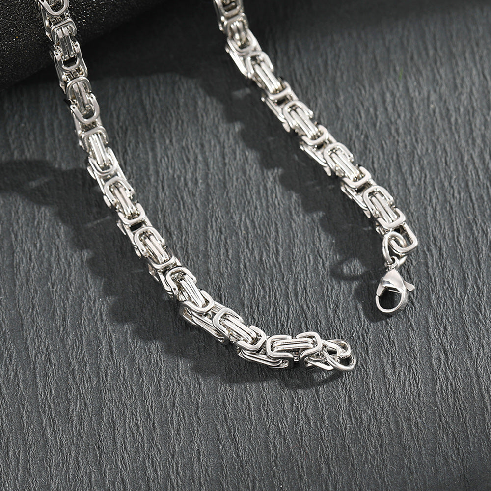 Men's Stainless Steel Layered Cross Pendant with Byzantine Chain - Fashion Statement Necklace(silver)