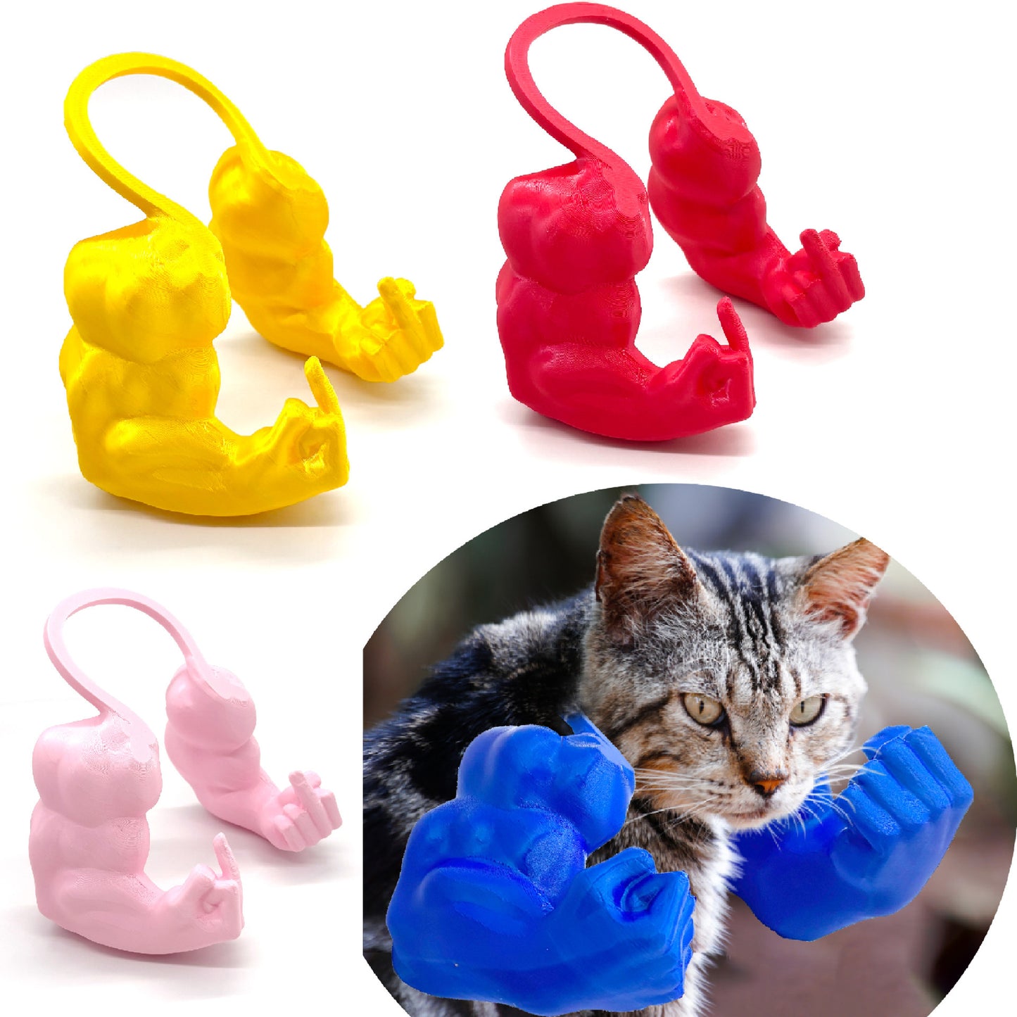 2pc Hilarious Muscle Arm Pet Costume Prop - Funny Novelty Arms for Cats & Small Dogs(black)
