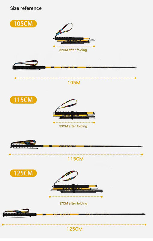 Ultralight Carbon Fiber Foldable Trail Running & Hiking Pole(yellow Recommended height range 165-175cm)