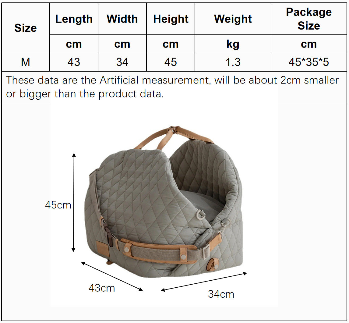 Luxury Quilted 2-in-1 Pet Travel Carrier & Car Booster Seat for Small Dogs(Blue-gray)