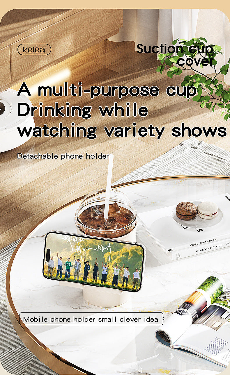 Multi-Purpose Anti-Spill Cup Holder with Suction Base & Detachable Phone Stand(orange)
