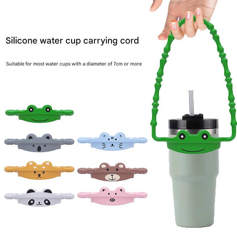 2 Pcs Green Frog Adorable Animal Silicone Cup Carrier - Portable Reusable Handle for Water Cup(cup not included)