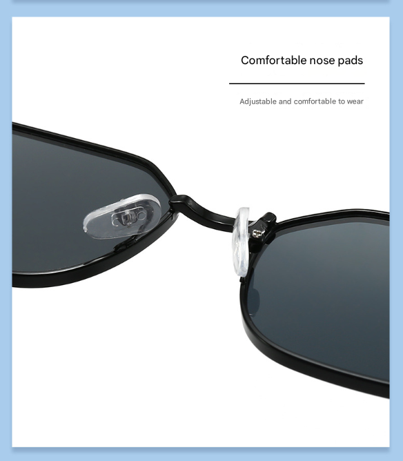 Gold Frame and Grey Lenses Modern Retro Geometric Sunglasses - Chic Metal Frame with UV400 Lenses and Black PU Leather Protective Case