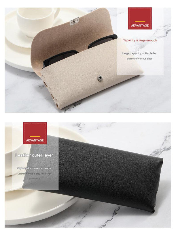 Black Sleek PU Leather Eyeglass Pouch Set (3-Pack) - Slim Protective Case for Sunglasses