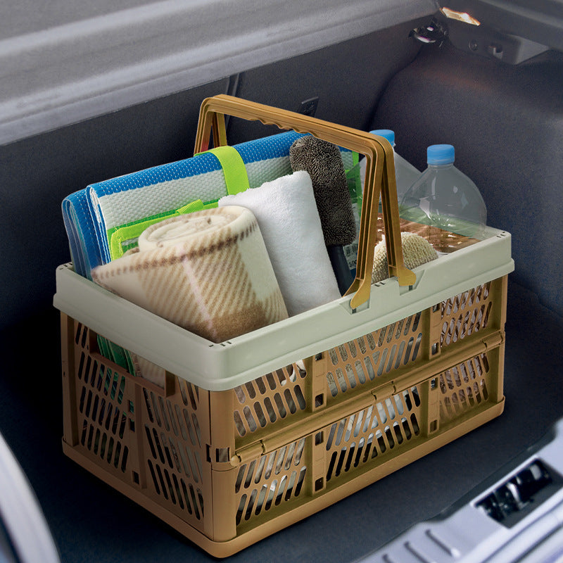 Large Collapsible Storage Basket with Handles - Portable Folding Crate for Shopping, Picnics & Car Trunk(green)