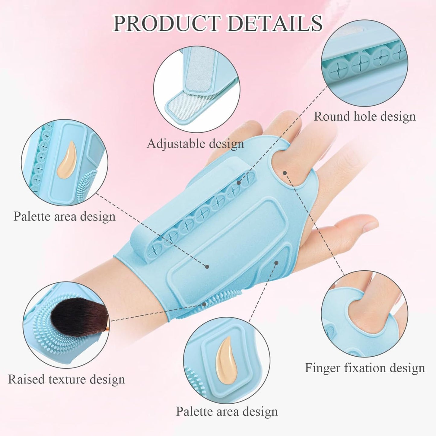 2pc Multi-Functional Silicone Makeup Artist Wristband - Wearable Palette, Brush Holder & Cleaner(blue)