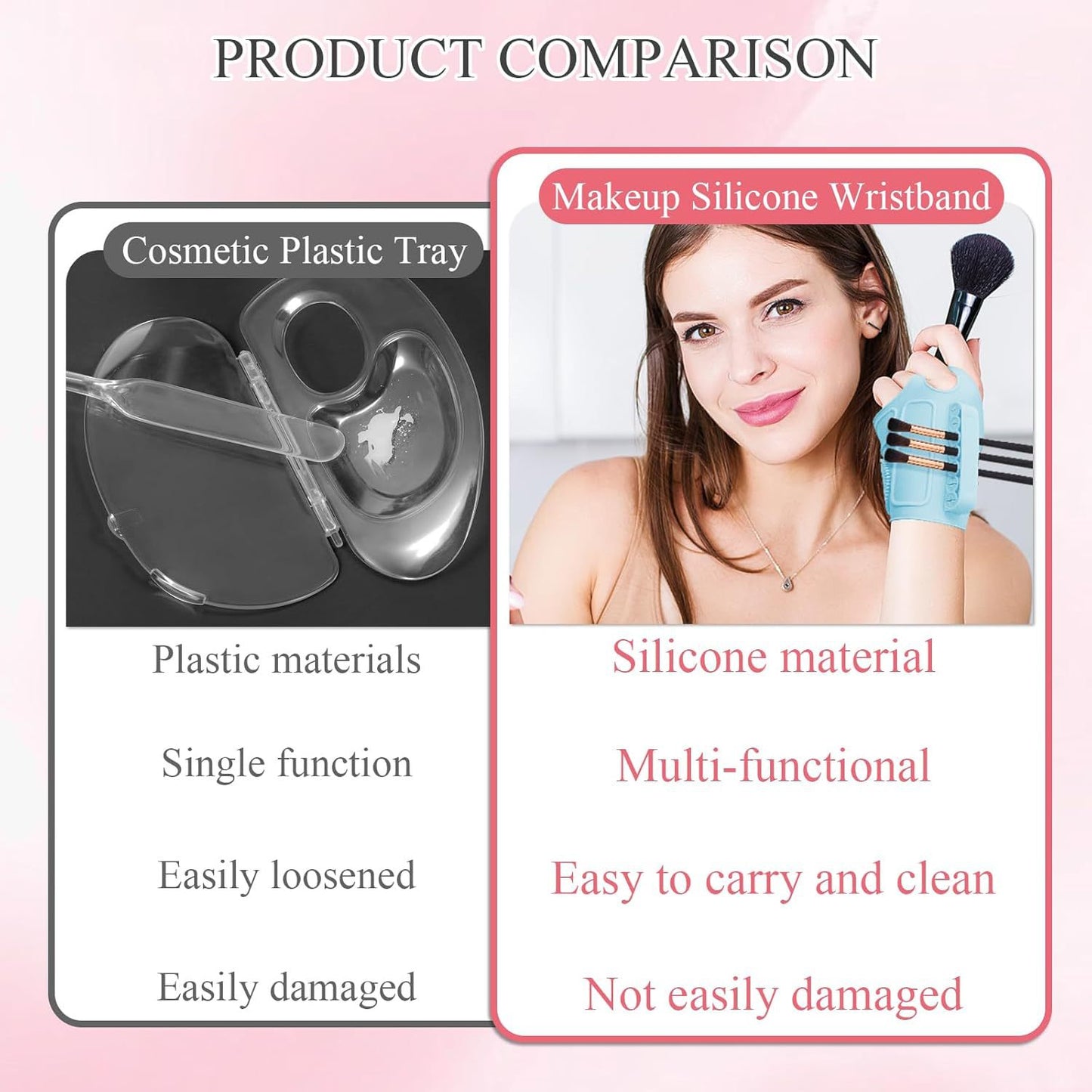 2pc Multi-Functional Silicone Makeup Artist Wristband - Wearable Palette, Brush Holder & Cleaner(blue)